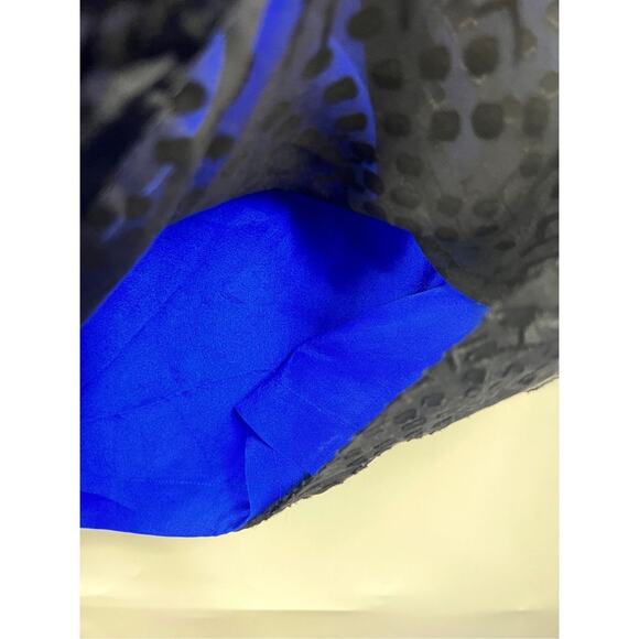 BCBGMAXAZRIA Blue Runway Long Sleeve Tired Silk Skirt Dress 4 - Picture 8 of 9